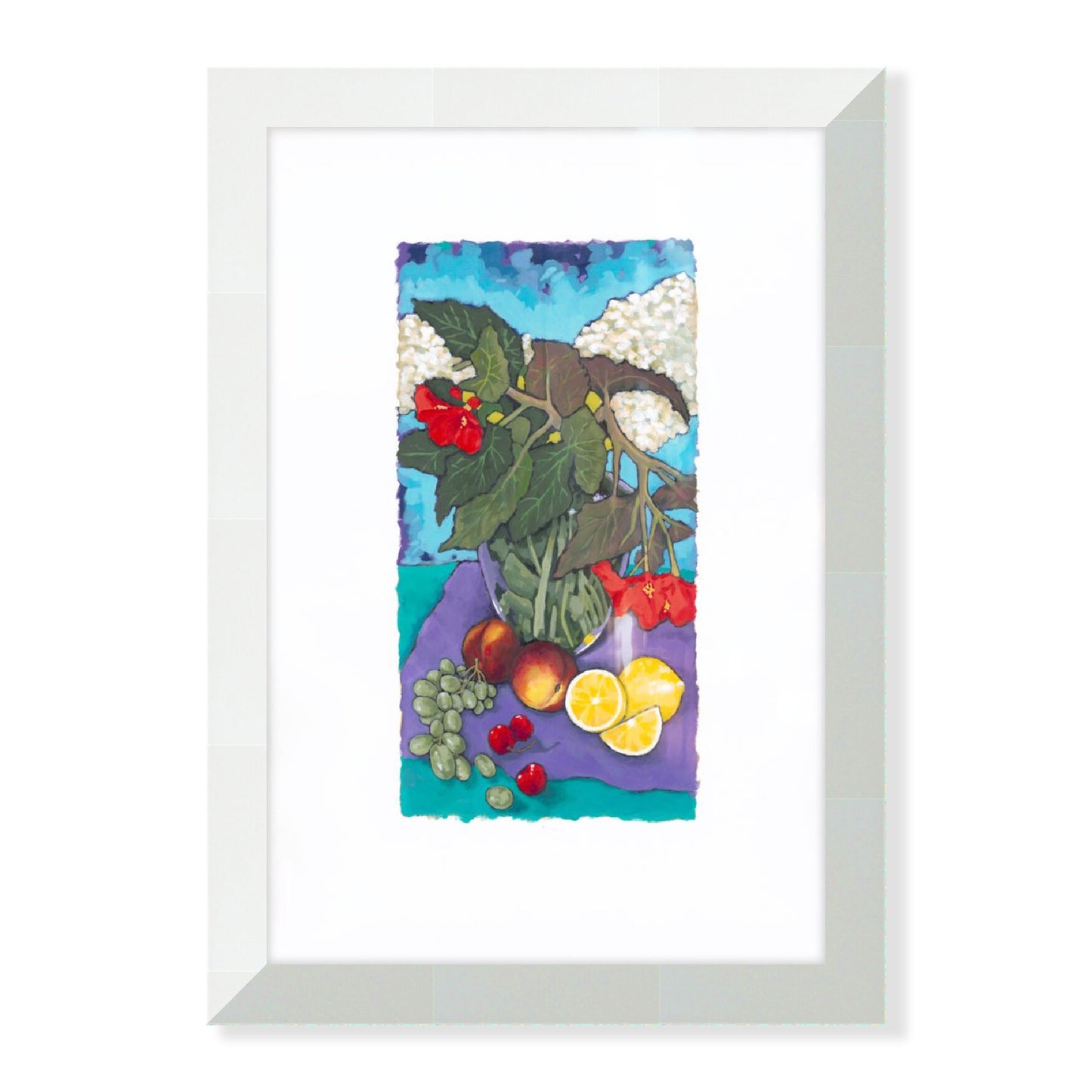 Fruit & Florals #1146 Framed Fine Art Print - Vertical Layout with Faux Deckled Edge