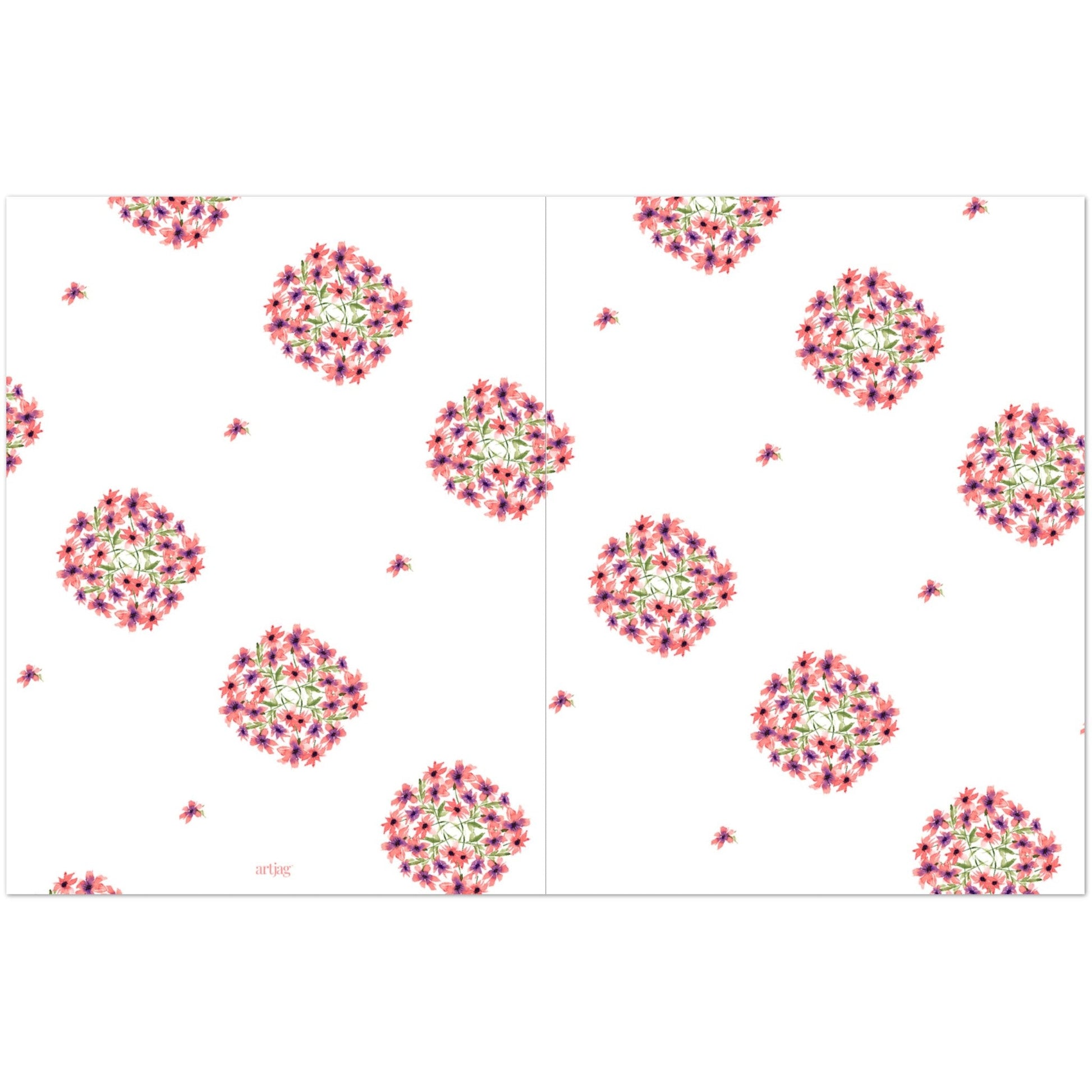 Coral Bloom — Fine Art Watercolor Note Cards with Medium Coral-Pink Floral Pattern, Blank Inside, Pack of 10 with Envelopes #NCNA-1343