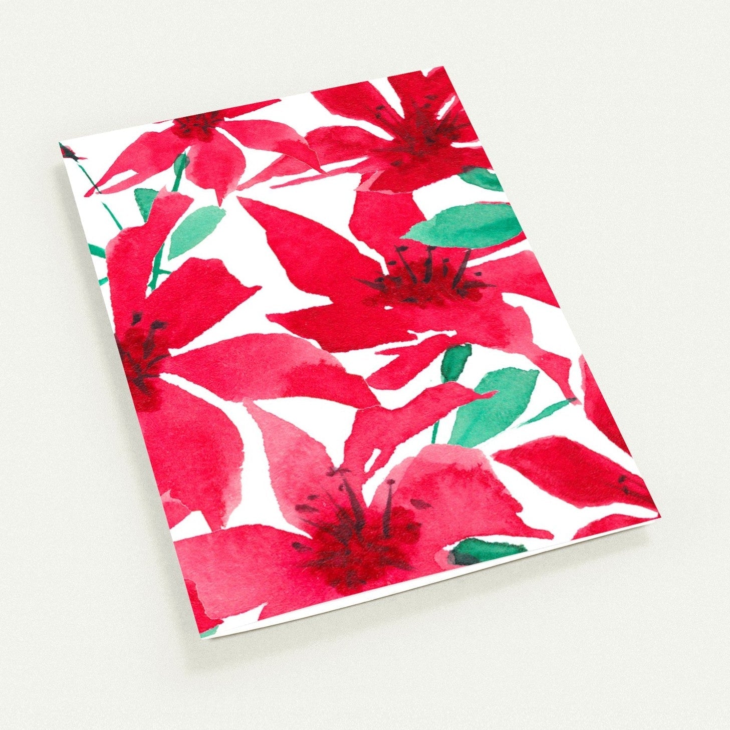 Scarlet Bloom — Fine Art Watercolor Note Cards with Large Red Floral Design, Blank Inside, Pack of 10 with Envelopes #NCNA-1331