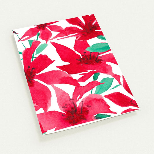 Scarlet Bloom — Fine Art Watercolor Note Cards with Large Red Floral Design, Blank Inside, Pack of 10 with Envelopes #NCNA-1331