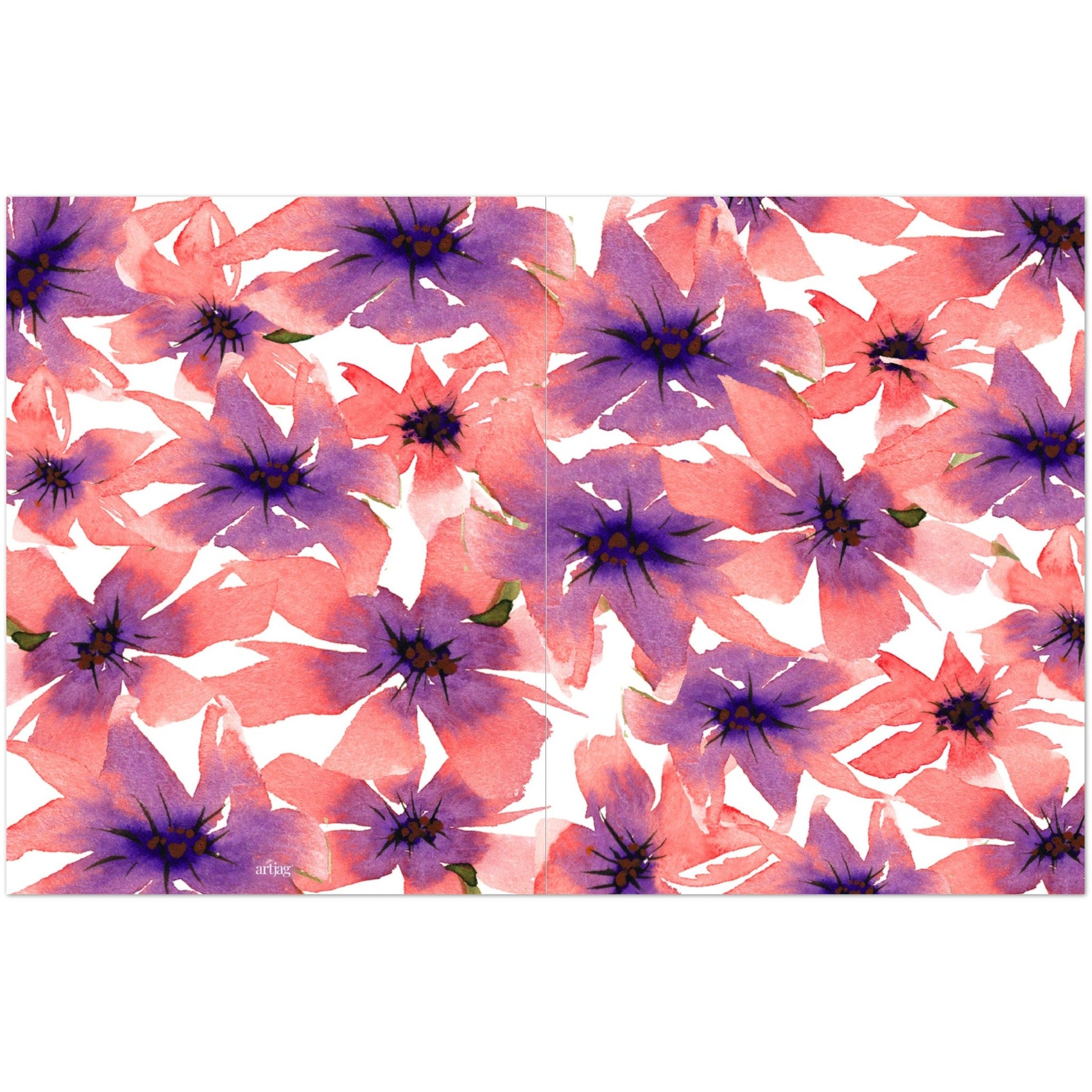 Coral Bloom — Fine Art Watercolor Note Cards with Large Coral-Pink Floral Design, Blank Inside, Pack of 10 with Envelopes #NCNA-1341