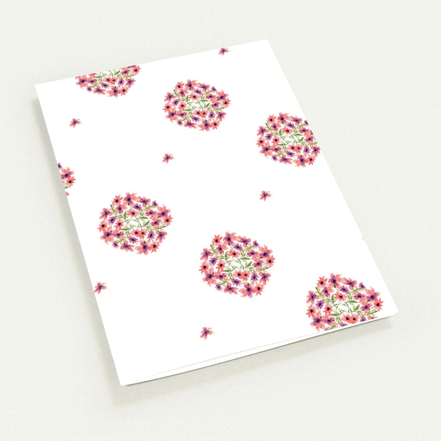 Coral Bloom — Fine Art Watercolor Note Cards with Medium Coral-Pink Floral Pattern, Blank Inside, Pack of 10 with Envelopes #NCNA-1343