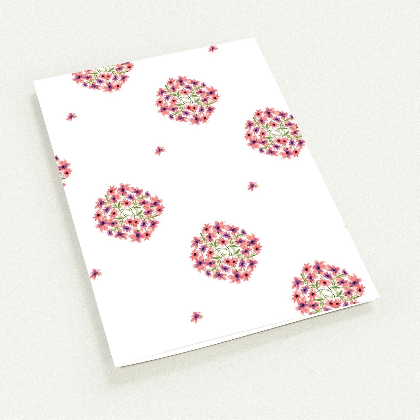 Coral Bloom — Fine Art Watercolor Note Cards with Medium Coral-Pink Floral Pattern, Blank Inside, Pack of 10 with Envelopes #NCNA-1343