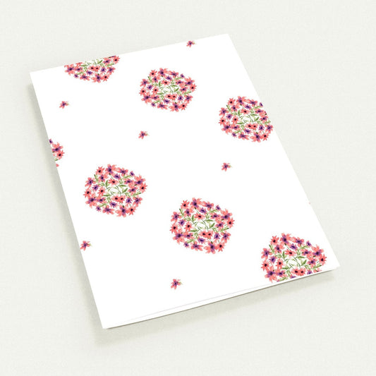 Coral Bloom — Fine Art Watercolor Note Cards with Medium Coral-Pink Floral Pattern, Blank Inside, Pack of 10 with Envelopes #NCNA-1343