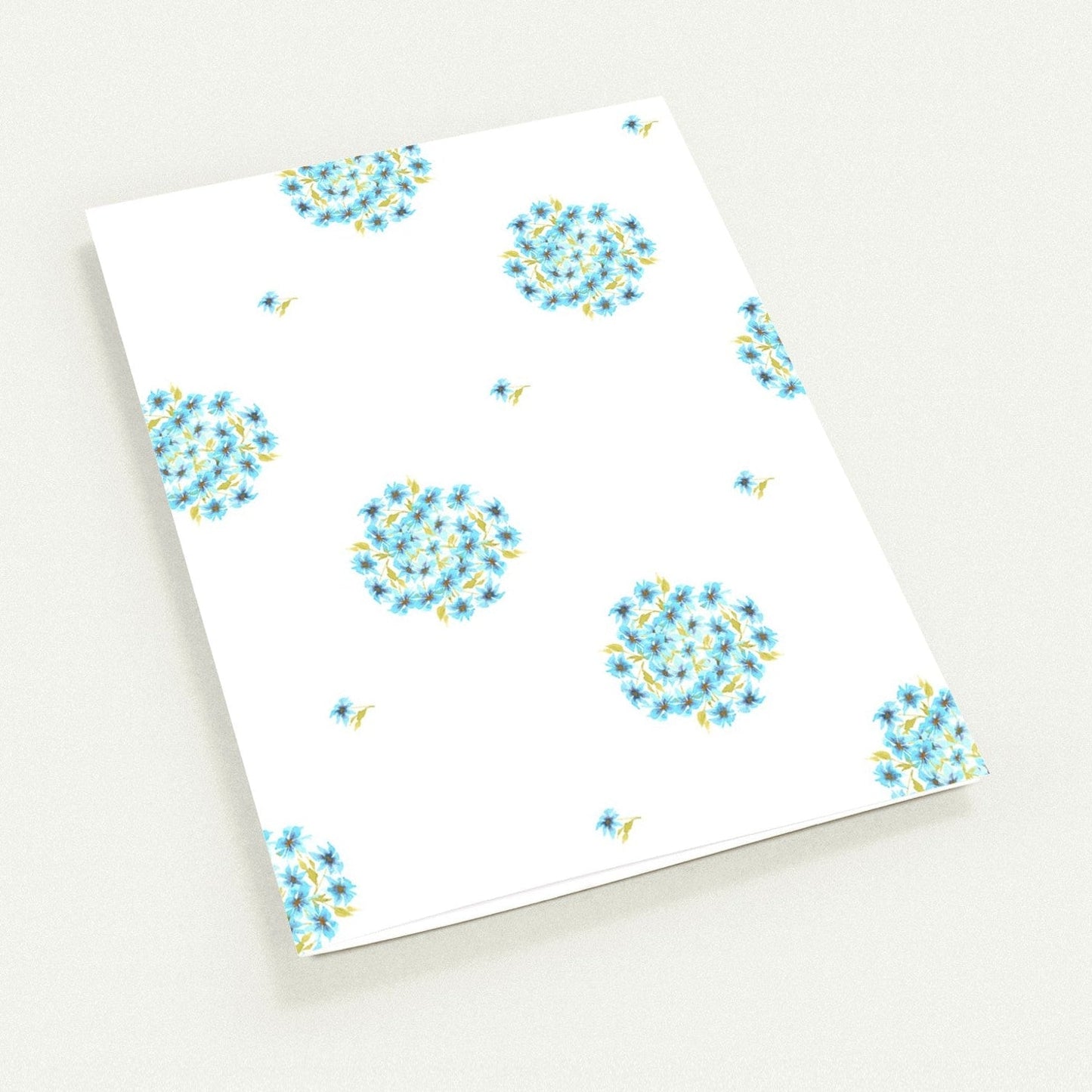 Cerulean Bloom — Fine Art Watercolor Note Cards with Medium Blue Floral Pattern, Blank Inside, Pack of 10 with Envelopes #NCNA-1433