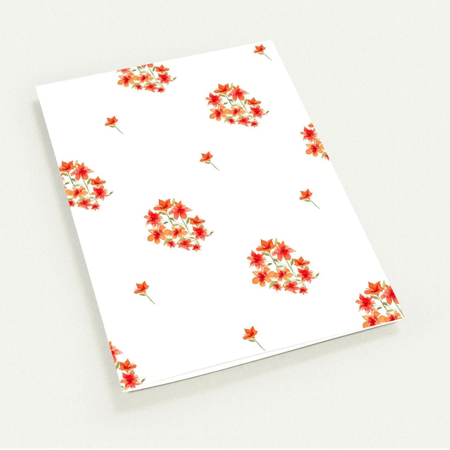 Flame Bloom — Fine Art Watercolor Note Cards with Medium Red Floral Pattern, Blank Inside, Pack of 10 with Envelopes #NCNA-1413