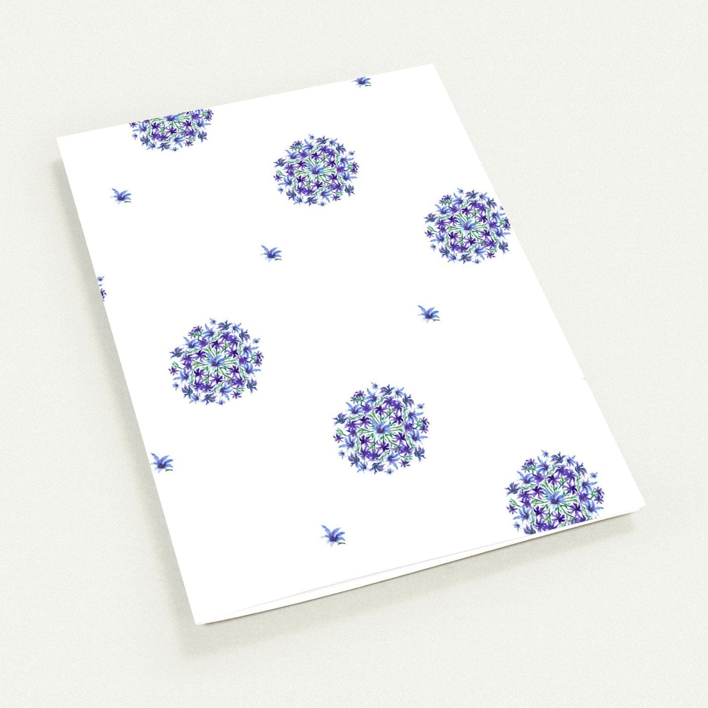 Indigo Bloom — Fine Art Watercolor Note Cards with Medium Purple Floral Pattern, Blank Inside, Pack of 10 with Envelopes #NCNA-1303