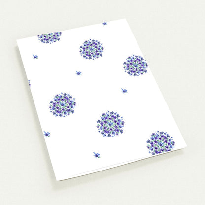 Indigo Bloom — Fine Art Watercolor Note Cards with Medium Purple Floral Pattern, Blank Inside, Pack of 10 with Envelopes #NCNA-1303