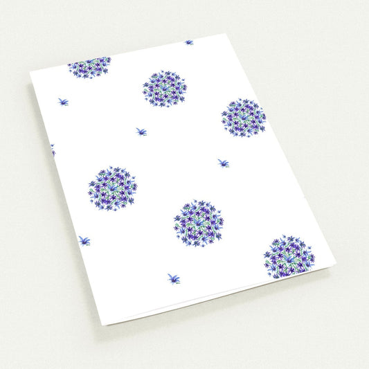Indigo Bloom — Fine Art Watercolor Note Cards with Medium Purple Floral Pattern, Blank Inside, Pack of 10 with Envelopes #NCNA-1303