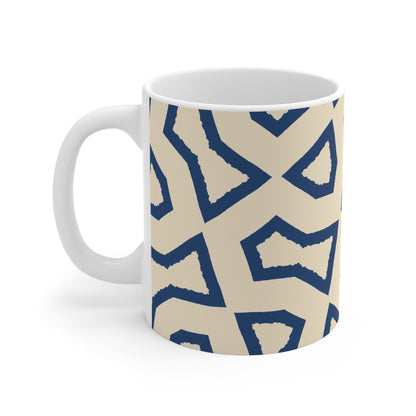 330 mL / 11oz Graphic Art Ceramic Mug | CACM-1295-392, Royal Blue, Left