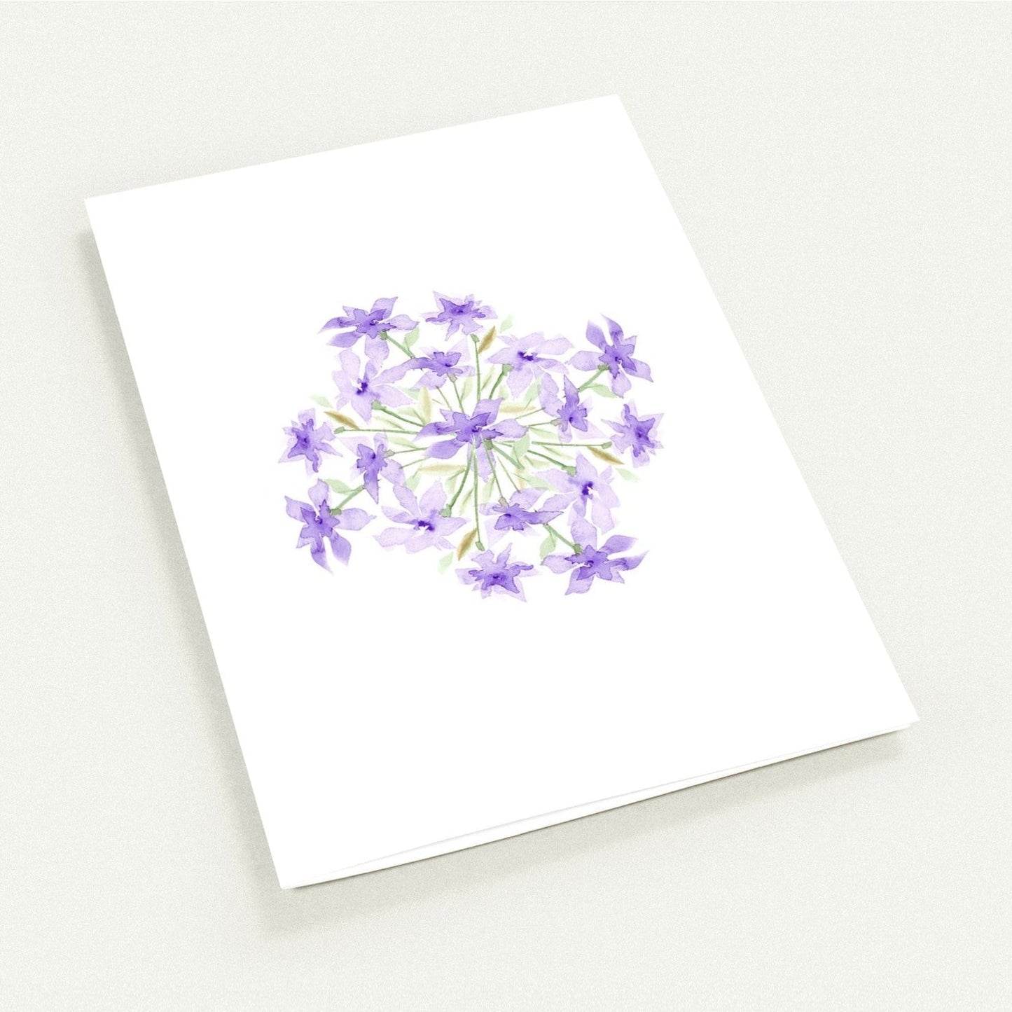 Soft Purple Bloom — Fine Art Watercolor Note Cards with Soft Purple Circular Mandala Design, Blank Inside, Pack of 10 with Envelopes #NCNA-1322