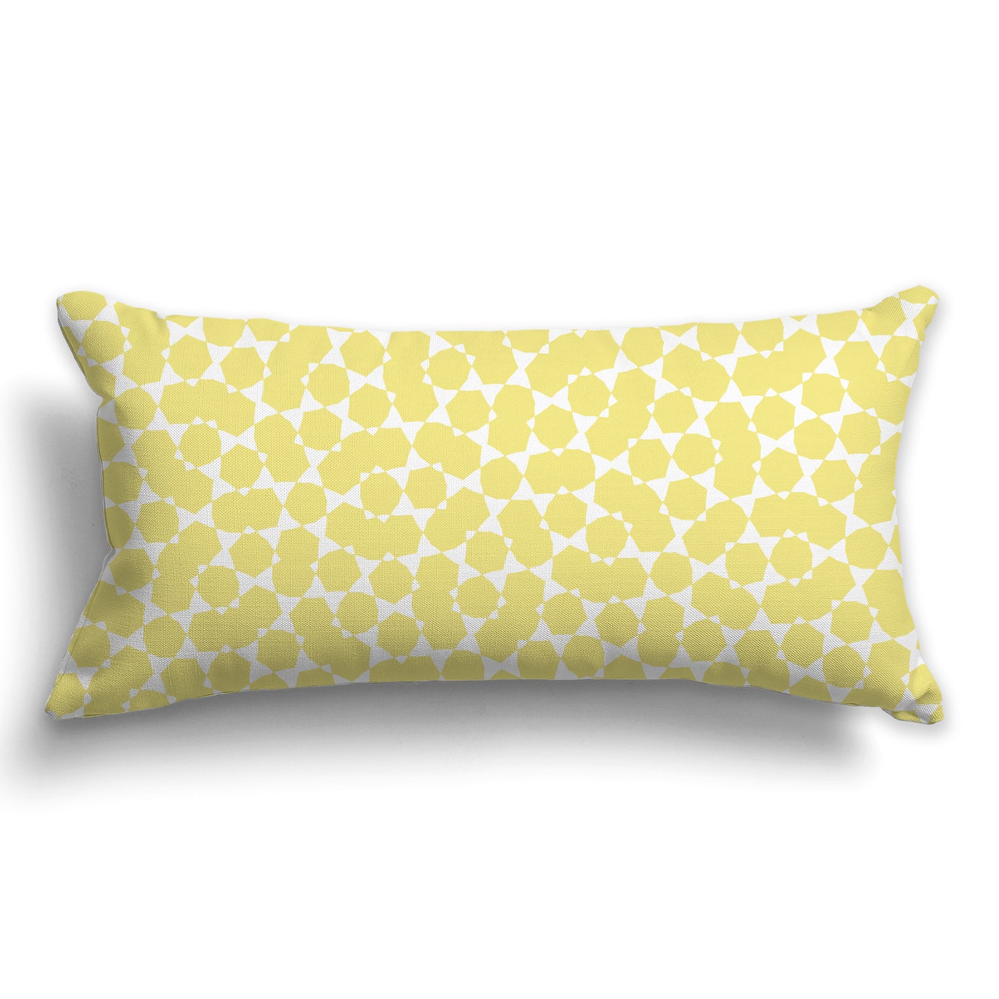 Yellow Throw Pillow with White/Beige-white Geometric Pattern on Both Sides, CAPC-1043-202