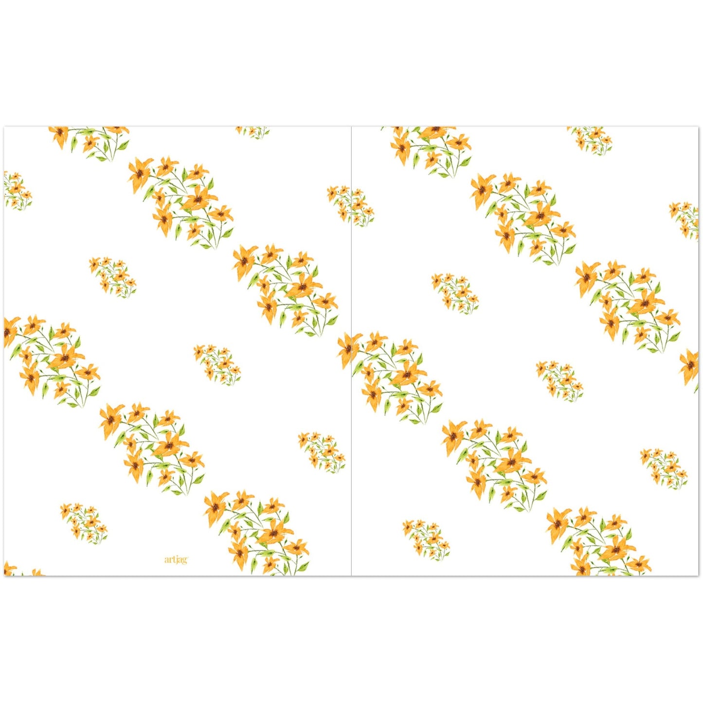 Citrine Bloom — Fine Art Watercolor Note Cards with Medium Yellow-Orange Floral Pattern, Blank Inside, Pack of 10 with Envelopes #NCNA-1393