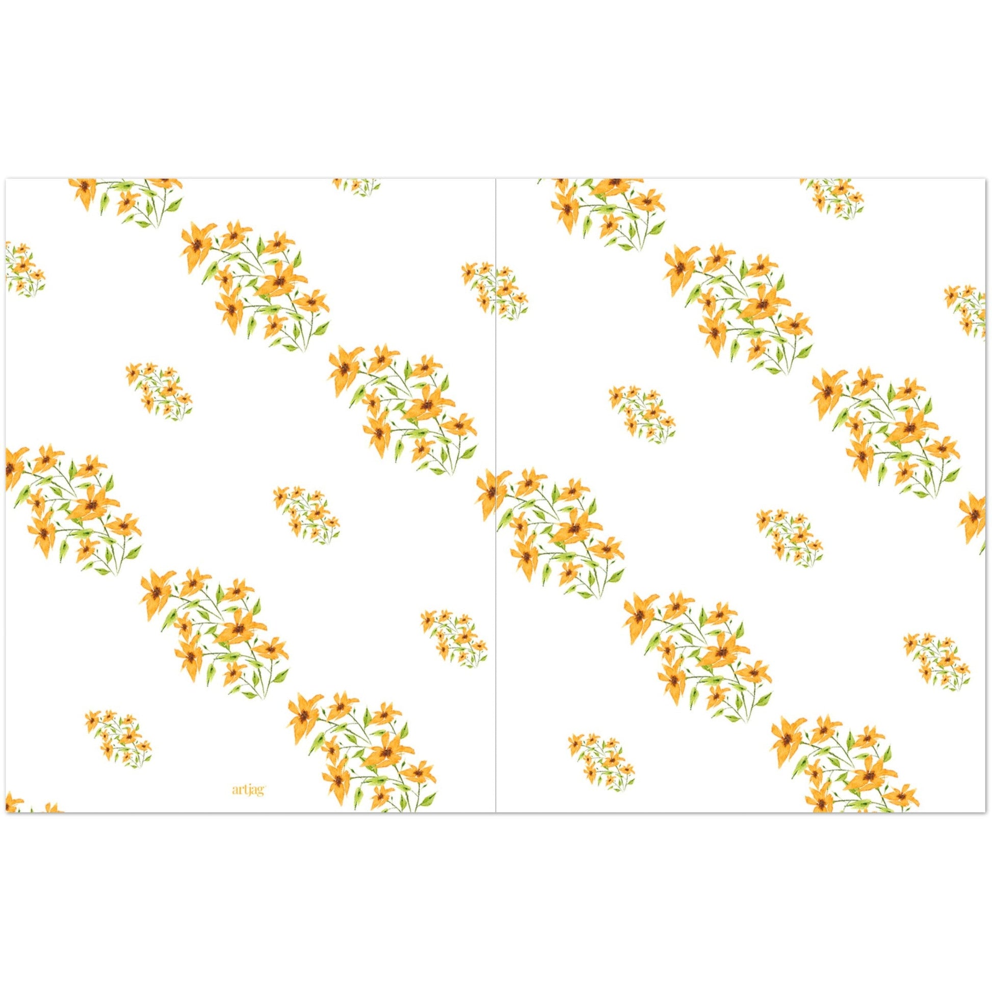 Citrine Bloom — Fine Art Watercolor Note Cards with Medium Yellow-Orange Floral Pattern, Blank Inside, Pack of 10 with Envelopes #NCNA-1393