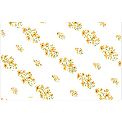 Citrine Bloom — Fine Art Watercolor Note Cards with Medium Yellow-Orange Floral Pattern, Blank Inside, Pack of 10 with Envelopes #NCNA-1393