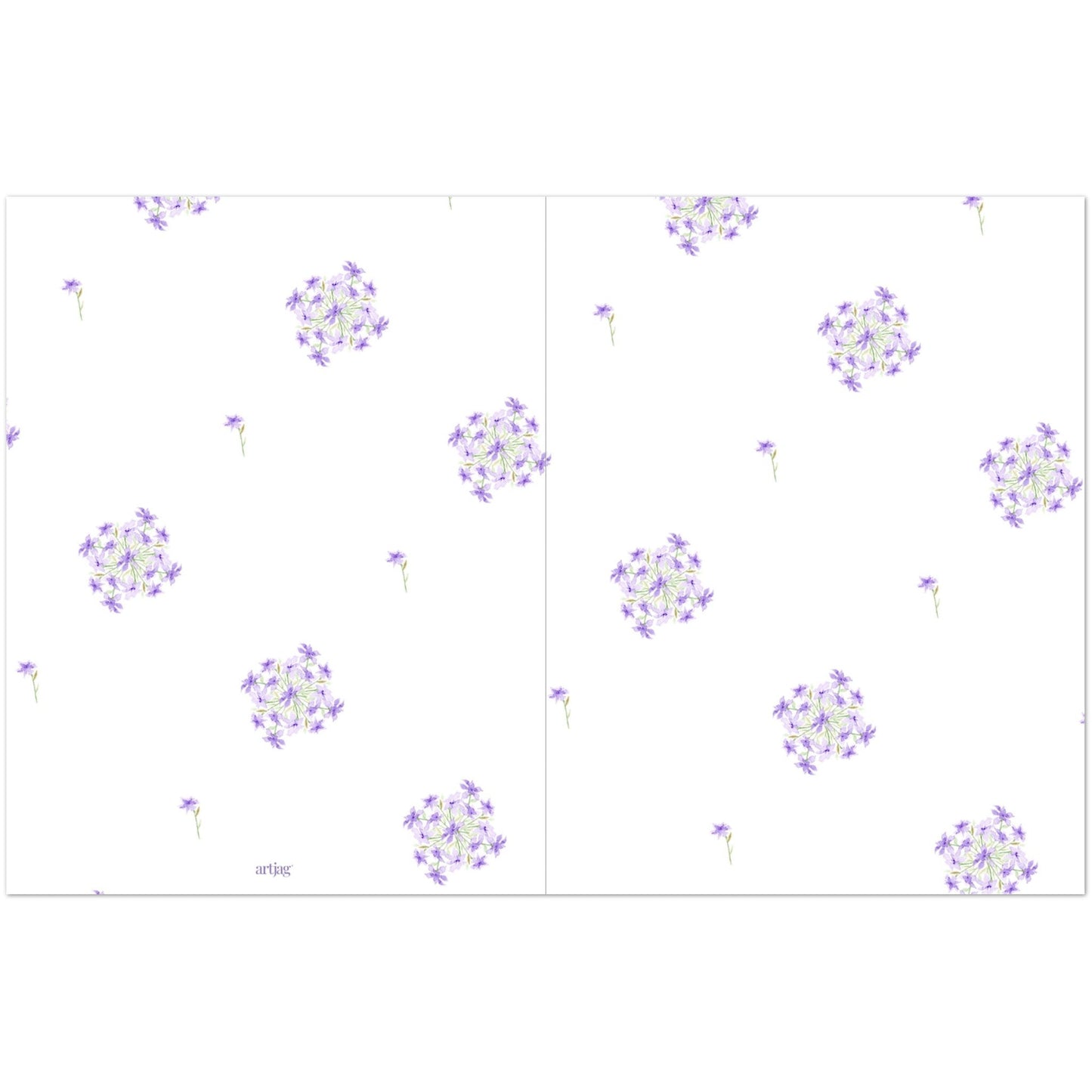 Soft Purple Bloom — Fine Art Watercolor Note Cards with Medium Soft Purple Floral Pattern, Blank Inside, Pack of 10 with Envelopes #NCNA-1323