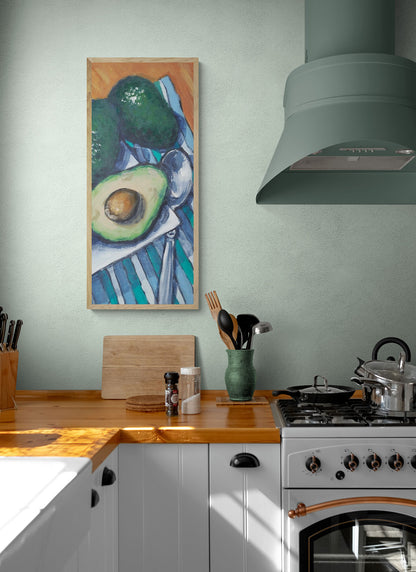 Papaya & Avocados #2105-003 Fine Art Stretched Canvas Print - Vertical Right Crop Layout, 1.5-Inch Gallery Wrap