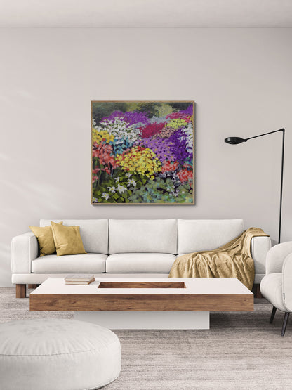 Floral Garden #1381 Fine Art Stretched Canvas Print - Square Layout, 1.5-Inch Gallery Wrap