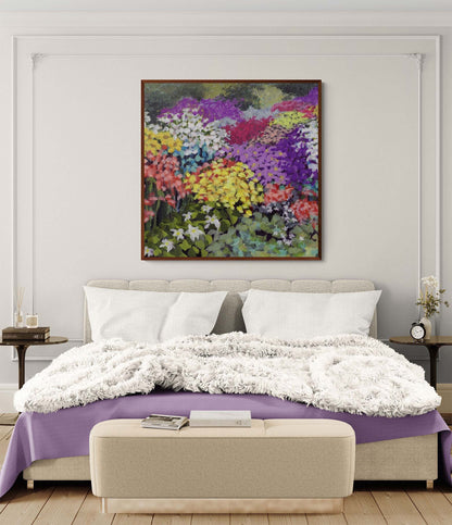 Floral Garden #1381 Fine Art Stretched Canvas Print - Square Layout, 1.5-Inch Gallery Wrap