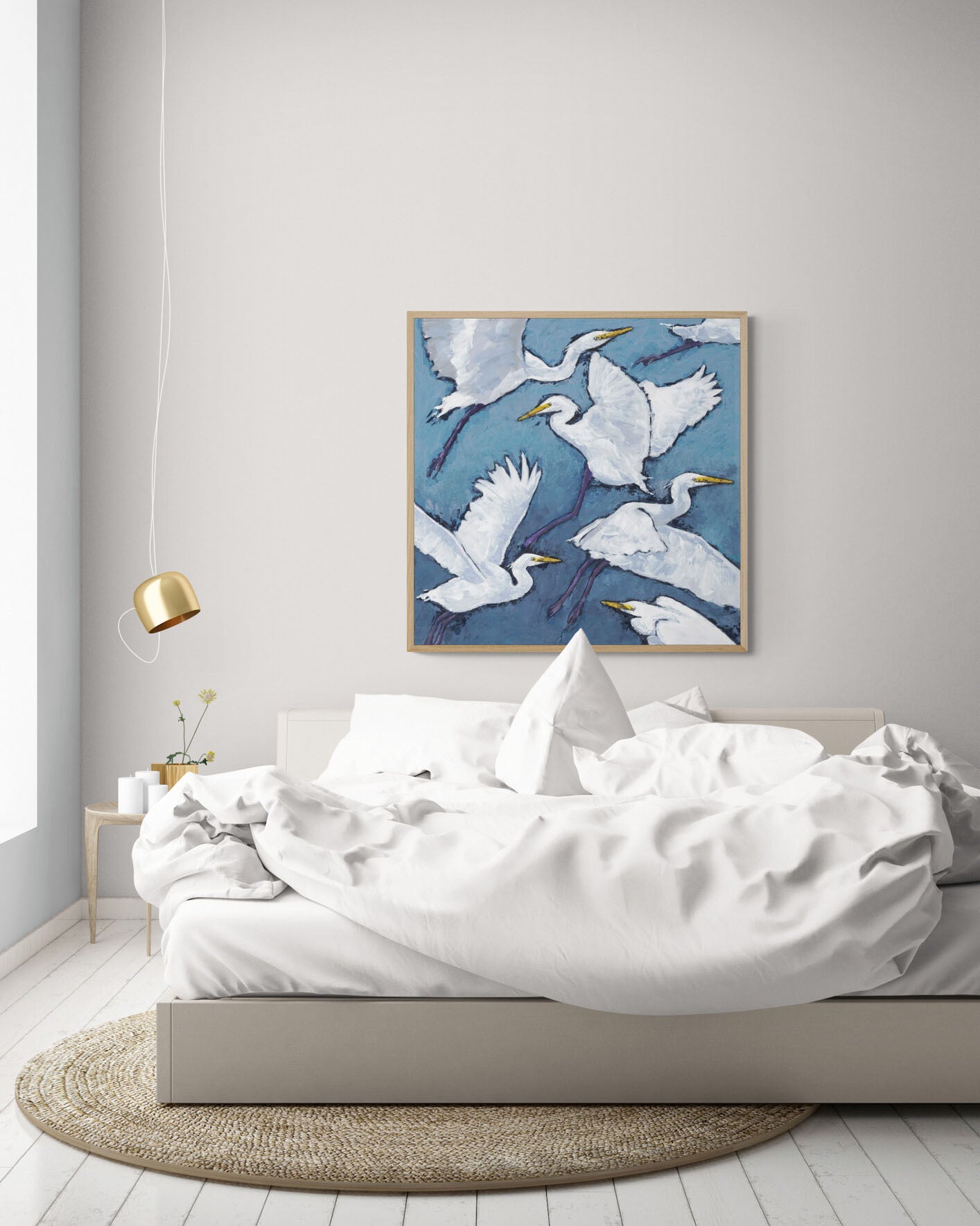 White Herons #1020-001 Fine Art Stretched Canvas Print - Square Layout, 1.5-Inch Gallery Wrap