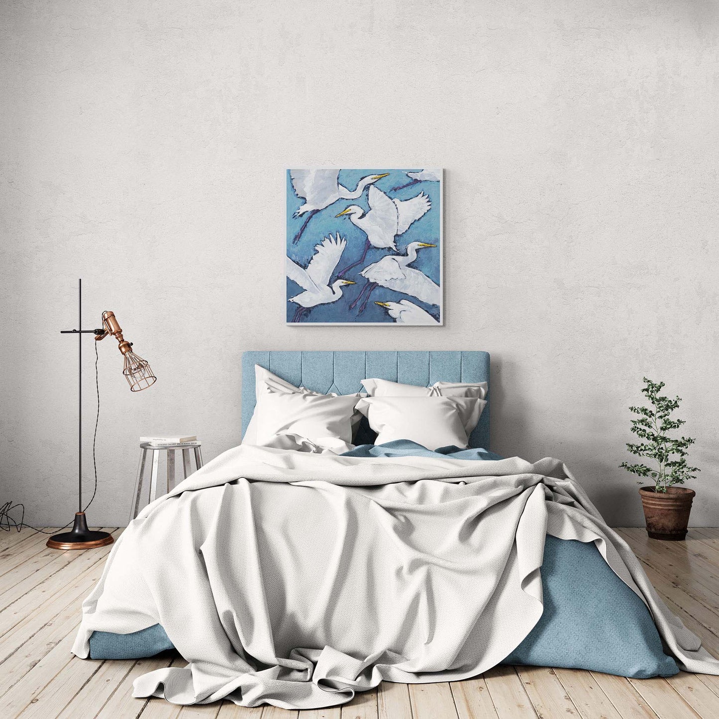 White Herons #1020-001 Fine Art Stretched Canvas Print - Square Layout, 1.5-Inch Gallery Wrap