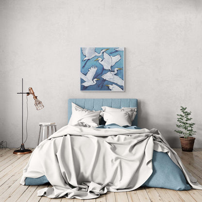White Herons #1020-001 Fine Art Stretched Canvas Print - Square Layout, 1.5-Inch Gallery Wrap