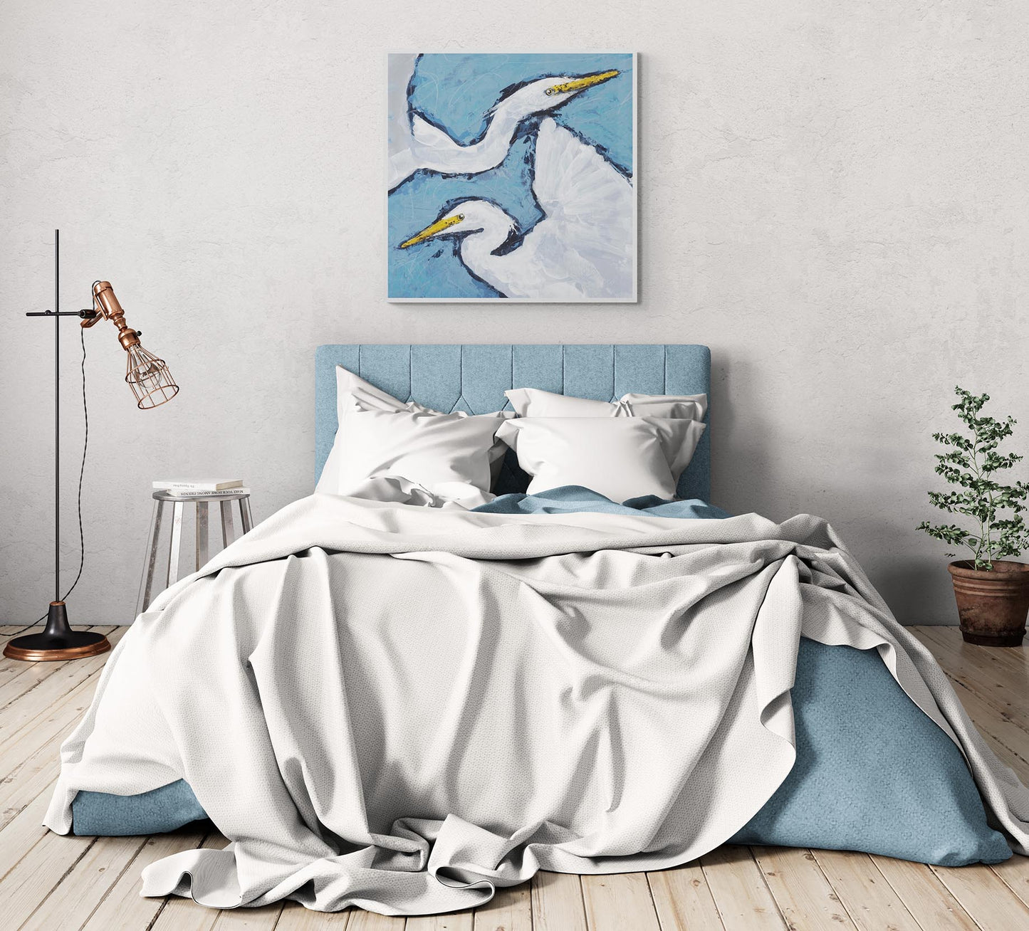 Heron Pair #1020-002 Fine Art Stretched Canvas Print - Square Layout, 1.5-Inch Gallery Wrap