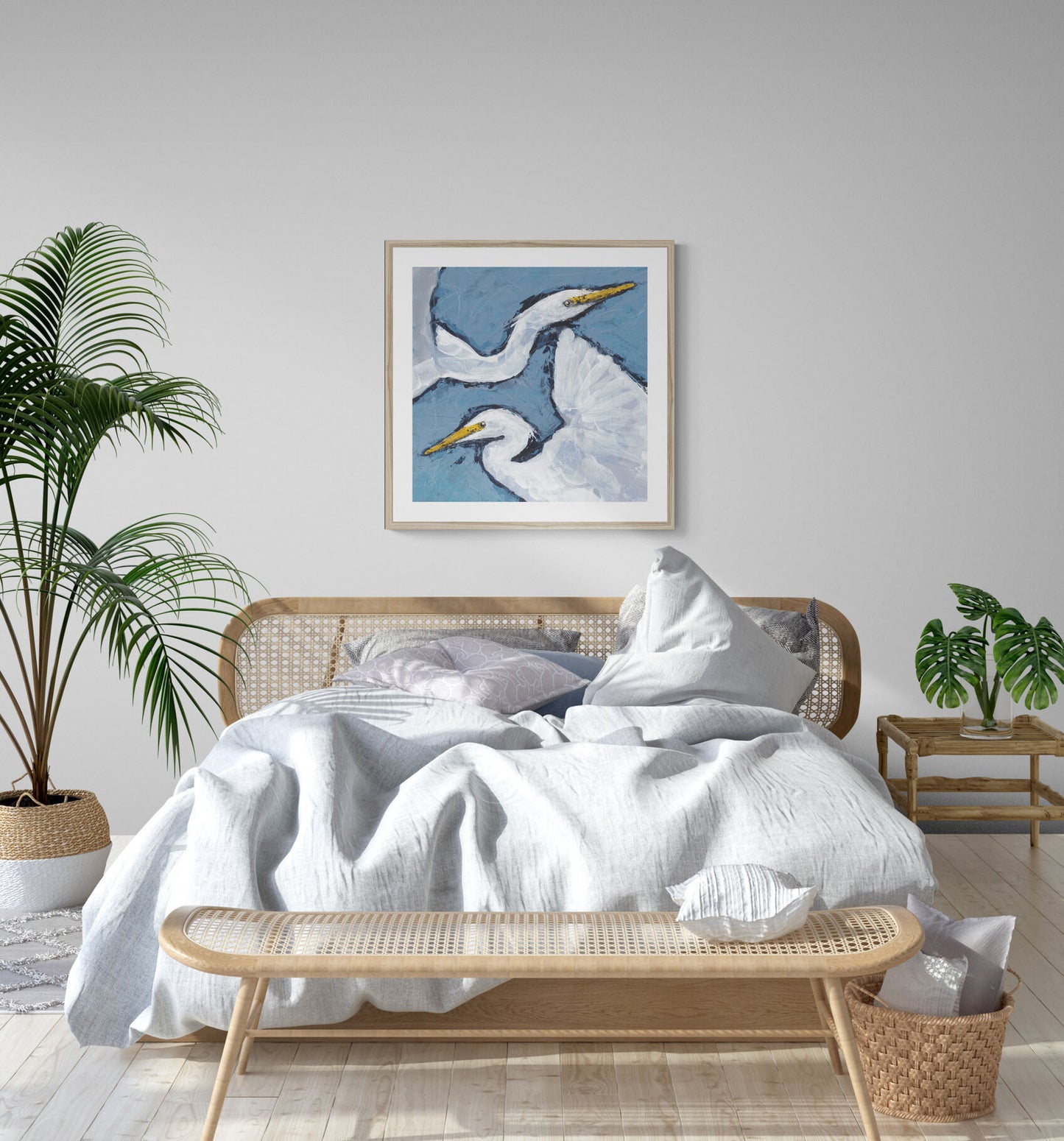Heron Pair #1020-002 Fine Art Stretched Canvas Print - Square Layout, 1.5-Inch Gallery Wrap