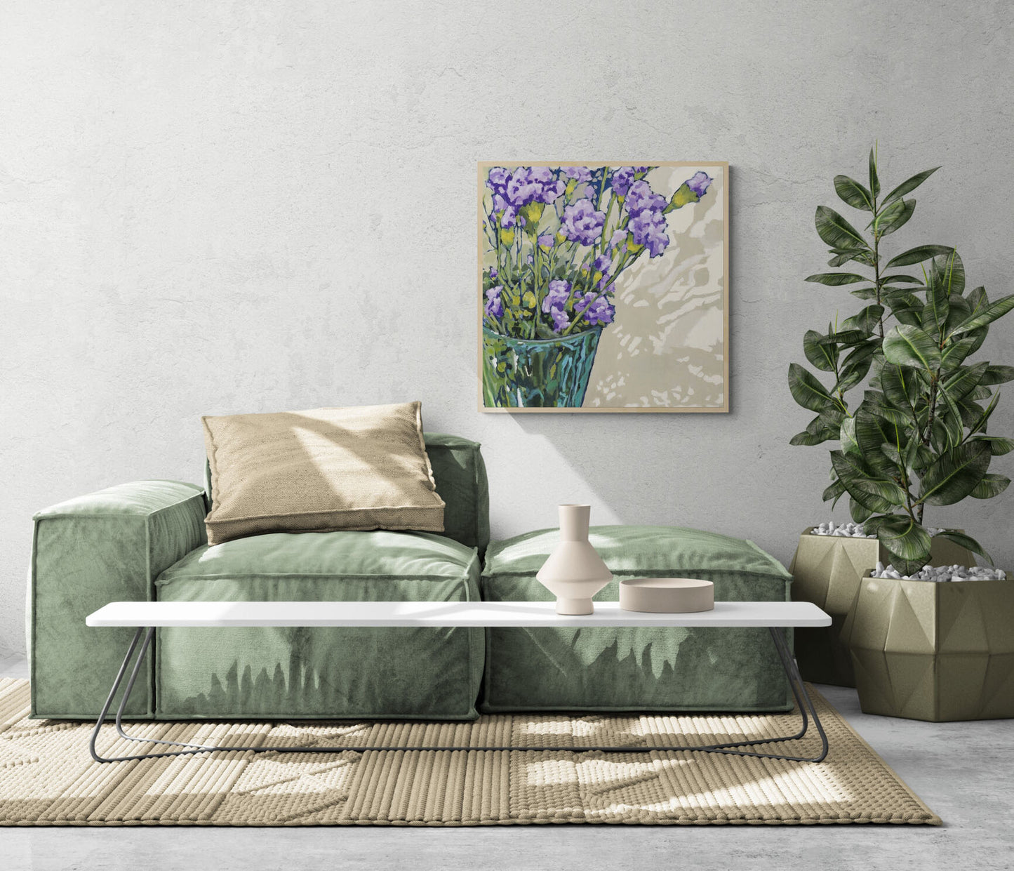 Mauve Carnations #1070 Fine Art Stretched Canvas Print - Square Layout, 1.5-Inch Gallery Wrap
