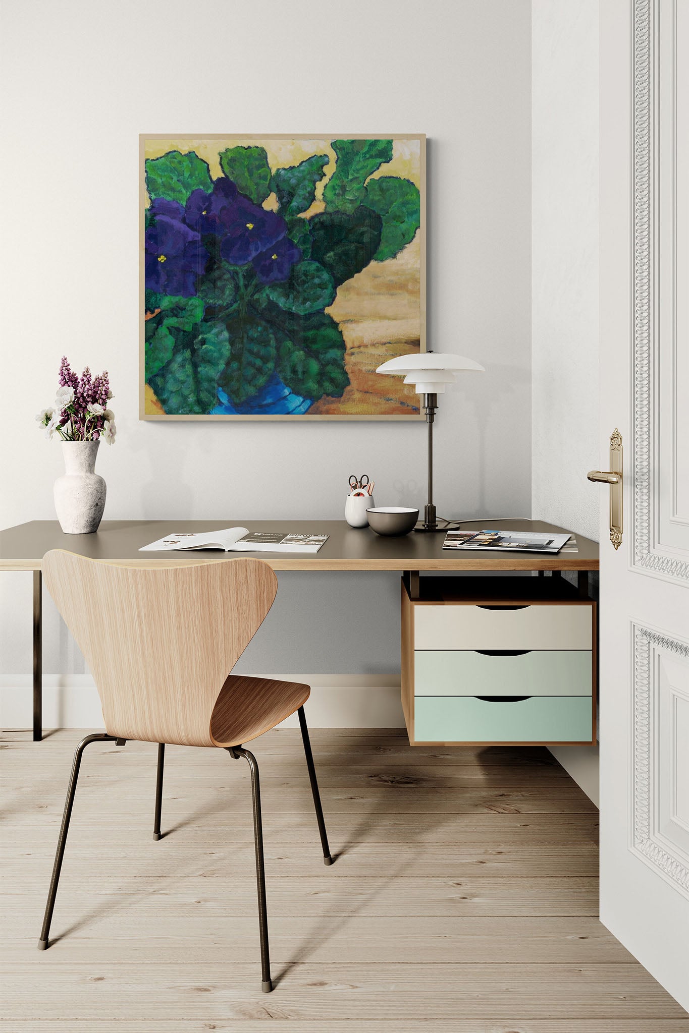 African Violets #1090 Fine Art Stretched Canvas Print - Square Layout, 1.5-Inch Gallery Wrap