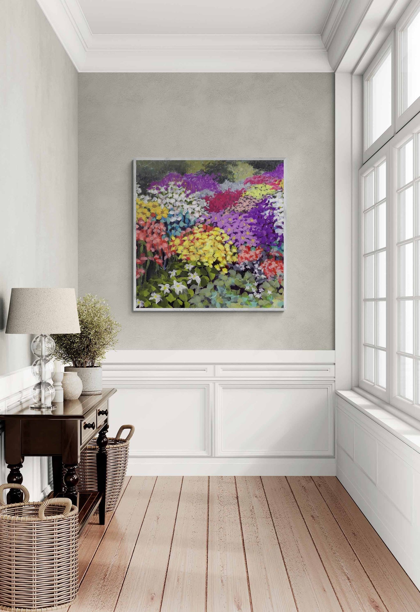 Floral Garden #1381 Fine Art Stretched Canvas Print - Square Layout, 1.5-Inch Gallery Wrap