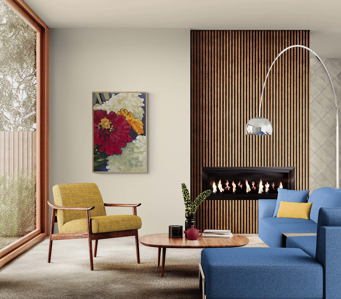 Hydrangeas & Zinnias #1030-002 Fine Art Stretched Canvas Print - Tall Vertical Layout, 1.5-Inch Gallery Wrap
