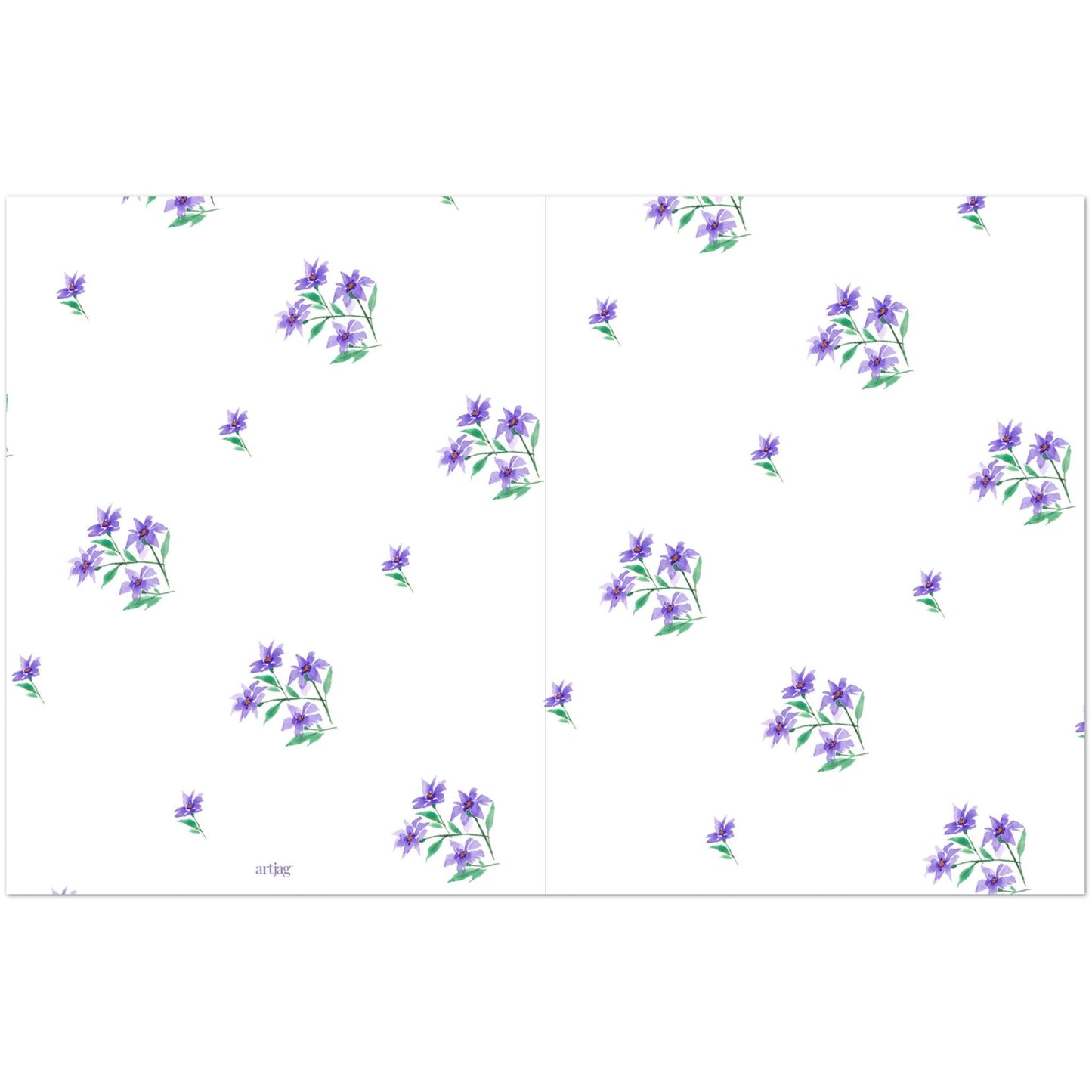 Purple Bloom — Fine Art Watercolor Note Cards with Medium Purple Floral Pattern, Blank Inside, Pack of 10 with Envelopes #NCNA-1353