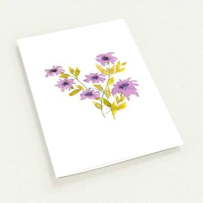 Mauve Bloom — Fine Art Watercolor Note Cards with Mauve Floral Bouquet Design, Blank Inside, Pack of 10 with Envelopes #NCNA-1362