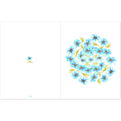 Cerulean Bloom — Fine Art Watercolor Note Cards with Blue Circular Mandala Design, Blank Inside, Pack of 10 with Envelopes #NCNA-1432