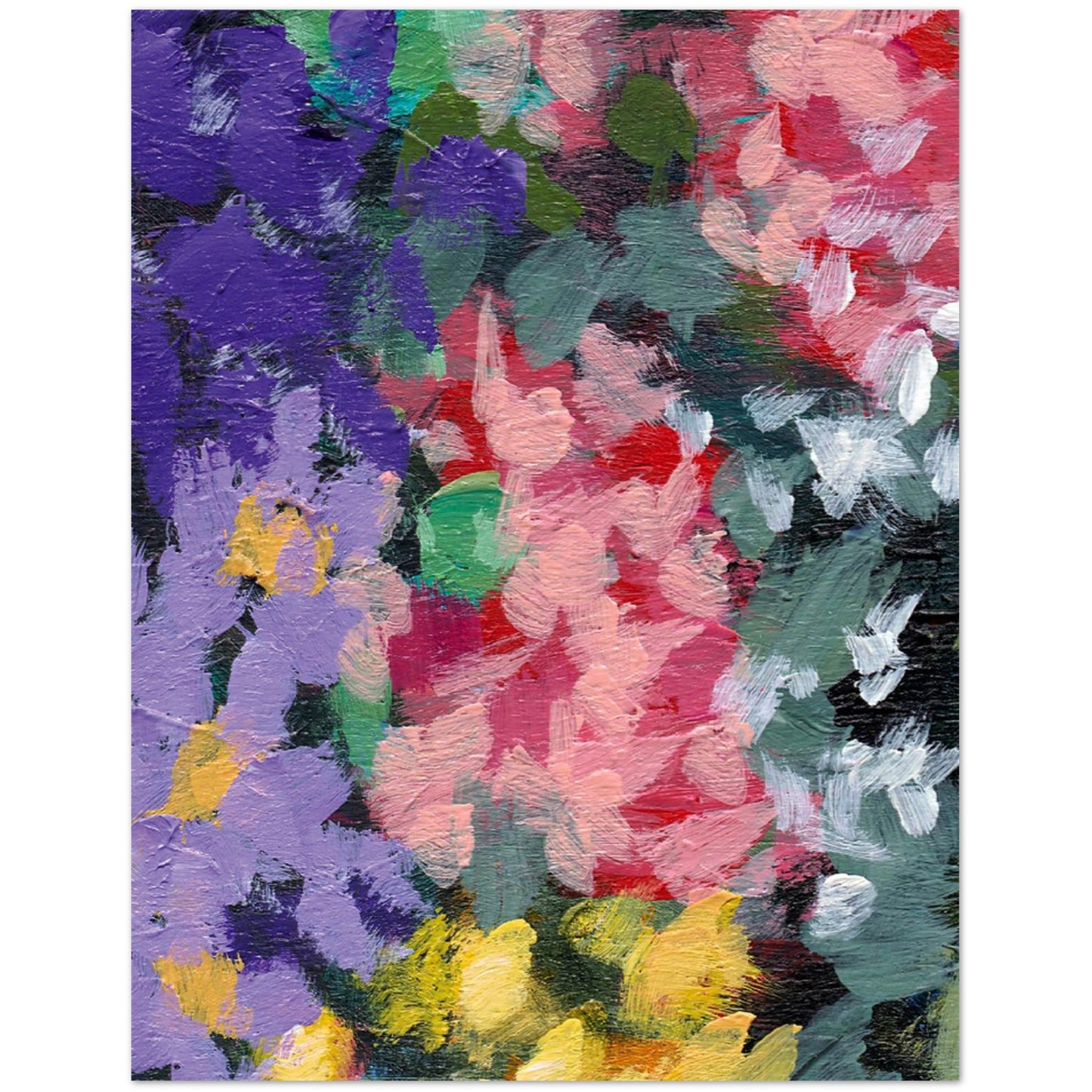 Floral Garden — Fine Art Note Cards with Vibrant Pink Acrylic Print Abstract Detail, Blank Inside, Pack of 10 with Envelopes #NCNA-1386