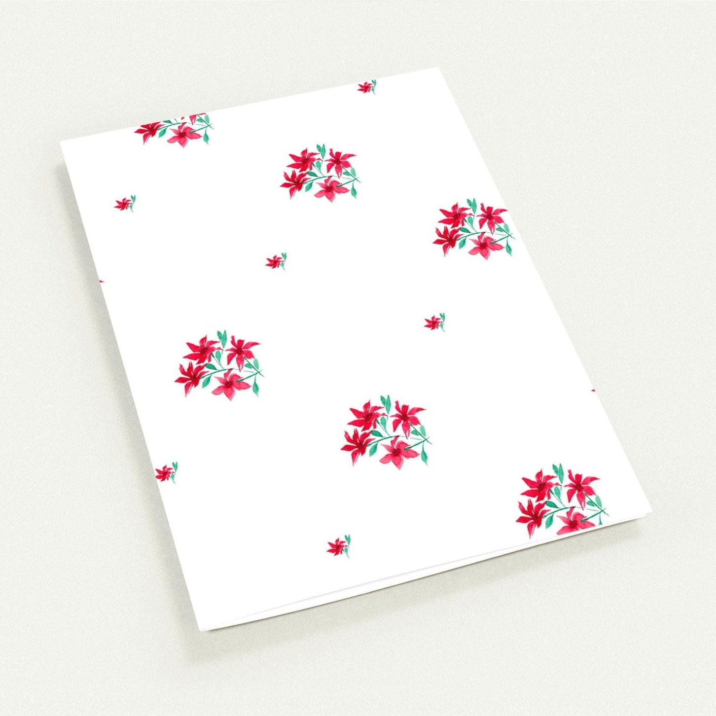Scarlet Bloom — Fine Art Watercolor Note Cards with Medium Red Floral Pattern, Blank Inside, Pack of 10 with Envelopes #NCNA-1333
