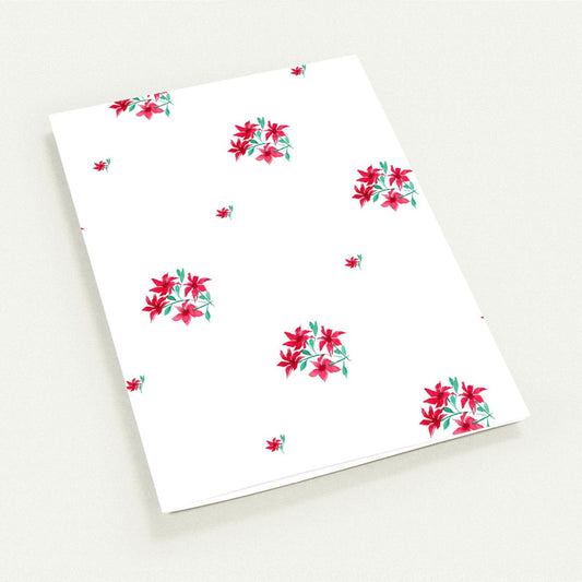 Scarlet Bloom — Fine Art Watercolor Note Cards with Medium Red Floral Pattern, Blank Inside, Pack of 10 with Envelopes #NCNA-1333