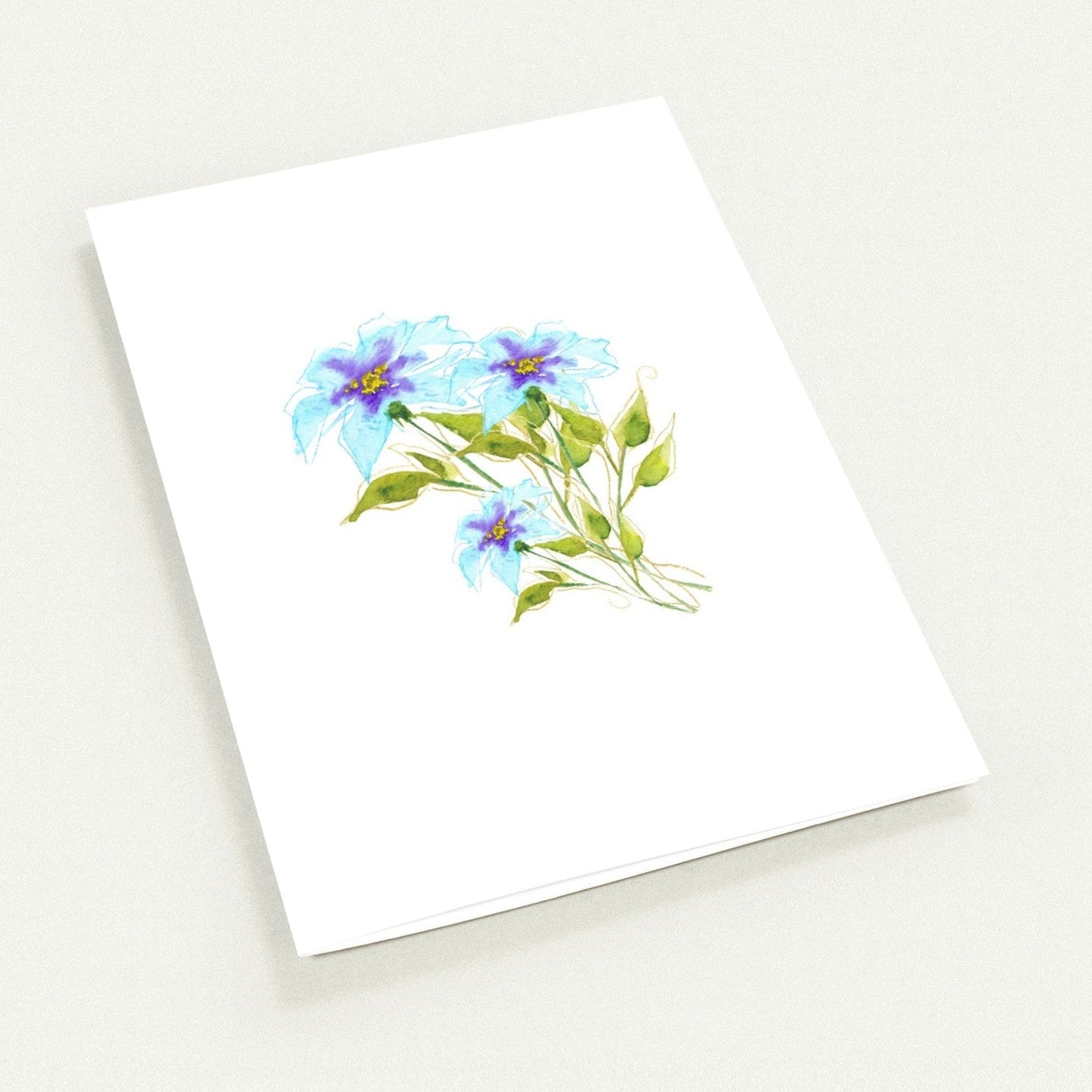 Aqua Bloom — Fine Art Watercolor Note Cards with Aqua-Blue Floral Bouquet Design, Blank Inside, Pack of 10 with Envelopes #NCNA-1372