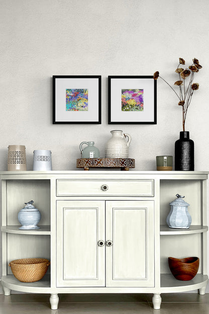 Floral Garden #1381 Framed Fine Art Print - Square Layout with Faux Mat Board
