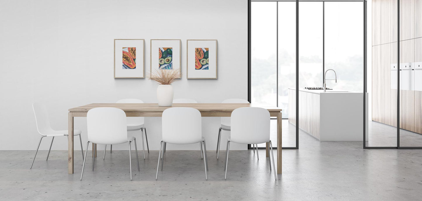 Papaya & Avocados #2105-001 Framed Fine Art Print - Vertical Layout with Faux Mat Board