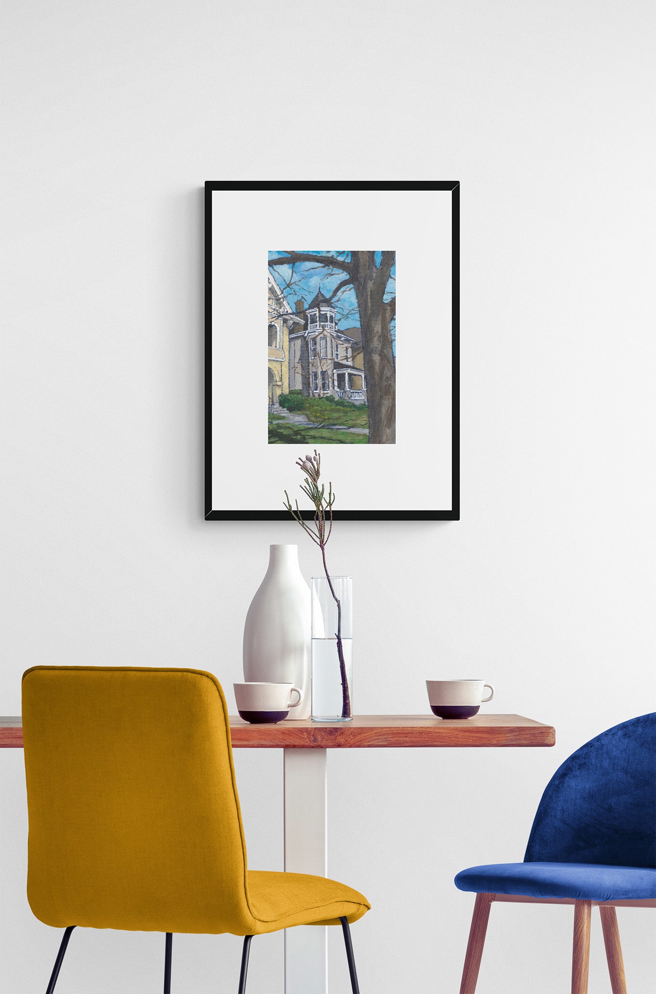 Victorian Turret #2139 Framed Fine Art Print - Vertical Layout with Faux Mat Board