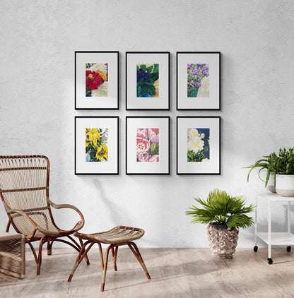 Pink Tulips #1080 Framed Fine Art Print - Tulips Design, Vertical Layout with Faux Mat Board