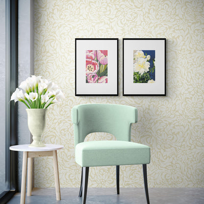 Pink Tulips #1080 Framed Fine Art Print - Tulips Design, Vertical Layout with Faux Mat Board