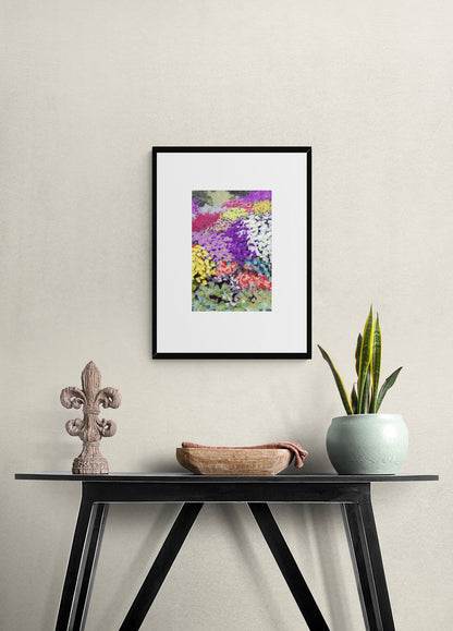 Floral Garden #1381-003 Framed Fine Art Print - Vertical Layout with Faux Mat Board