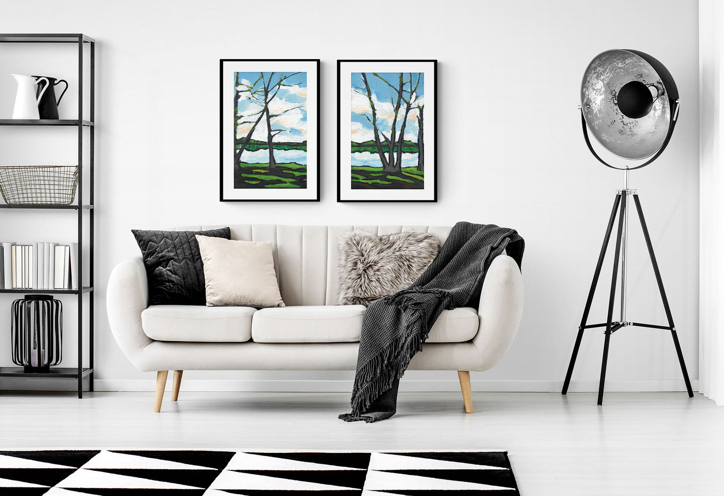 Lakeshore Landscape #1100-003 Framed Fine Art Print - Vertical 2-Inch Premium Gallery Matting