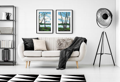 Lakeshore Landscape #1100-003 Framed Fine Art Print - Vertical 2-Inch Premium Gallery Matting