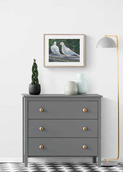 Mourning Doves #2125 Framed Fine Art Print - Horizontal 2-Inch Premium Gallery Matting