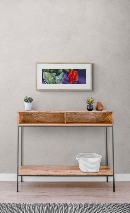 Red Tulips #1110-002 Framed Fine Art Print - Potted Red Tulip Close Up, Horizontal Layout, 2-Inch Premium Gallery Matting