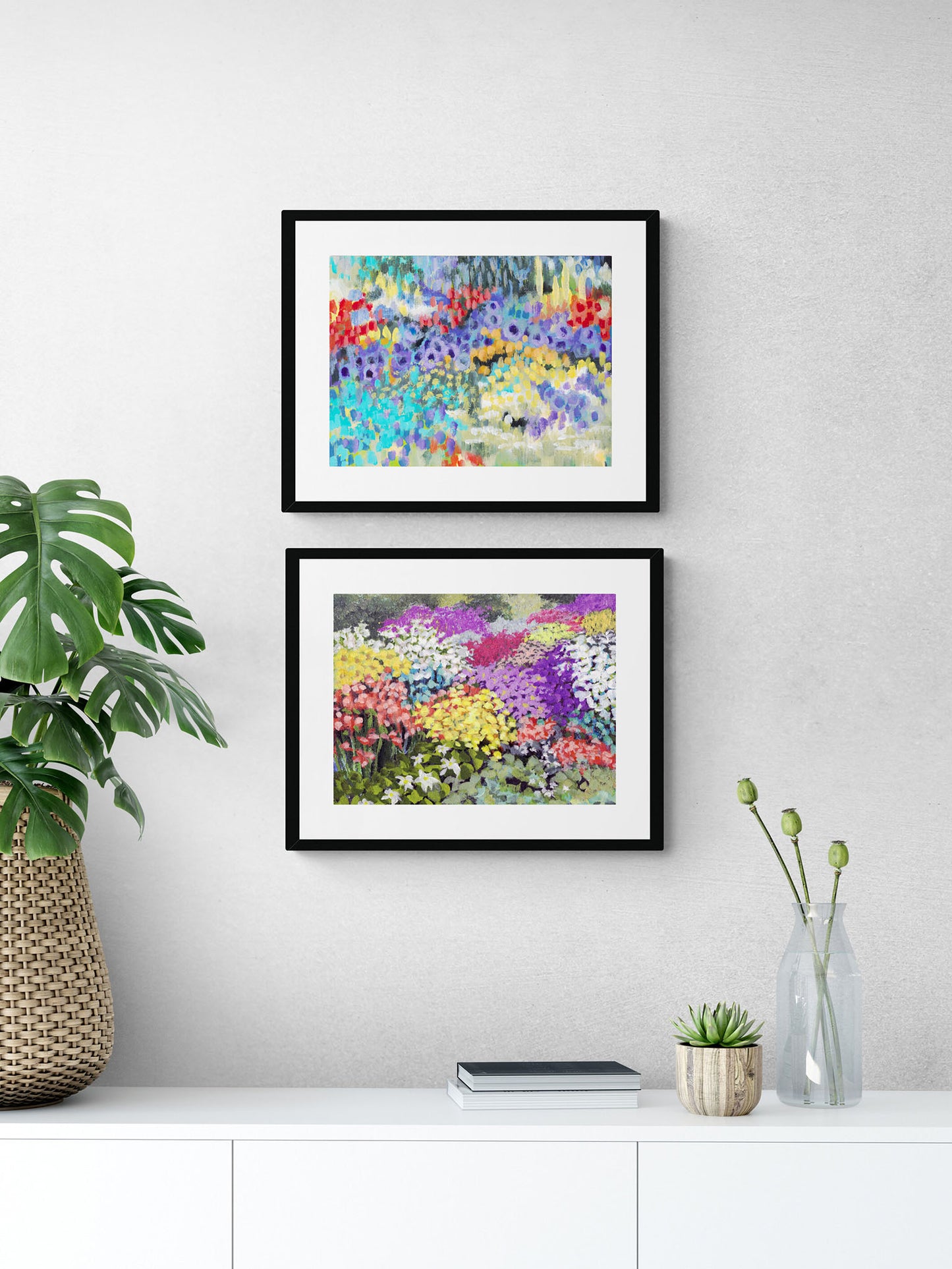 Floral Garden #1381 Framed Fine Art Print - Horizontal 2-Inch Premium Gallery Matting